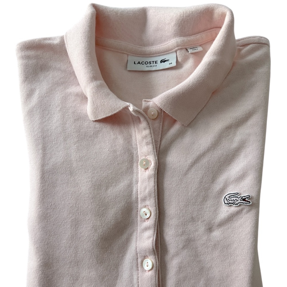 Lacoste polo shirt women size 4 (36) small, pink color.
